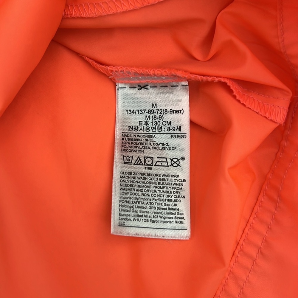 GAP Kids Girls Windbreaker Pullover Coloblock Blush Neon Salmon M (8) - Picture 8 of 9